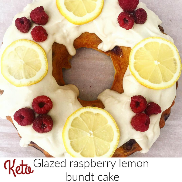 Keto Glazed Raspberry Lemon Bundt Cake