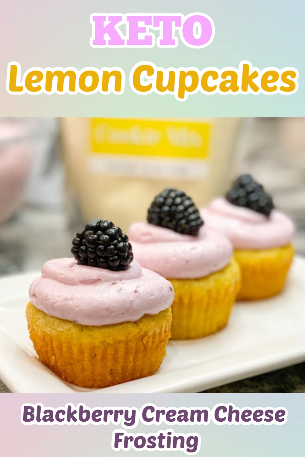 Keto Candy Girl Lemon Cupcakes with Blackberry Cream Cheese Frosting - Keto Candy Girl