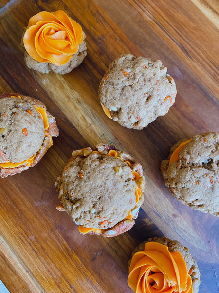 Keto carrot cake cookies with buttercream
