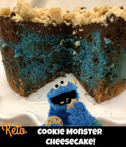 Keto Cookie Monster Cheesecake