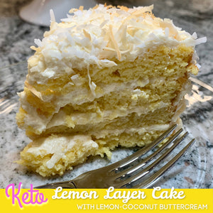 Keto Lemon Layer Cake with Lemon-Coconut Frosting
