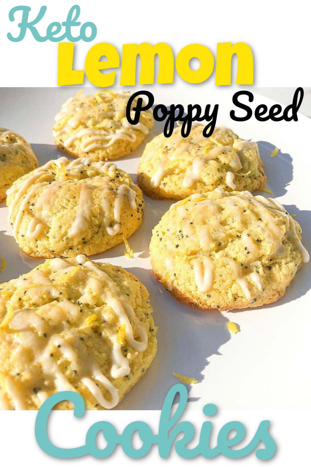 Keto Lemon Poppy Seed Cookies with a Powdered Sugar Drizzle Keto