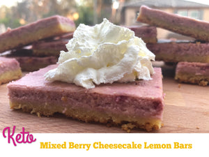 Keto Mixed Berry Cheesecake Lemon Bars