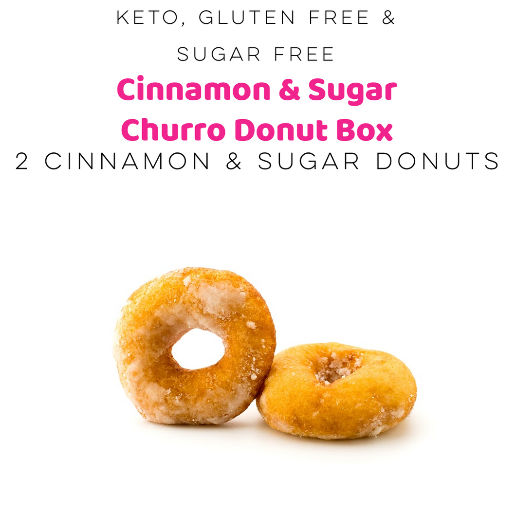2 Cinnamon & Sugar Churro Donuts Box Keto, Sugar Free & Gluten Free